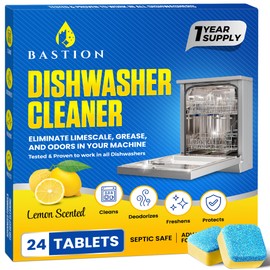 Dishwasher Cleaner Tablets - 24 Tablets (1-Year Supply) Lemon-Scented, Heavy Duty Cleaning Descaler Pods for Dish Washer, Deep Cleans & Maintains Your Dishwashing Machine for Optimal Performance