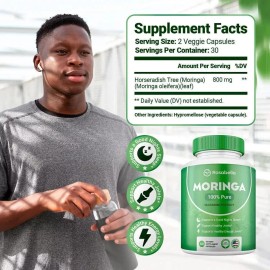 1 Pack of Moringa Capsules (800mg) for Immune Support, Gut Health