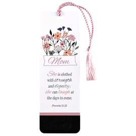 Dicksons BKMTL-501 Mom She is Clothed with Strength and Dignity Black and White 2 x 6 Paper and Tassel Encouraging Tassel Bookmark, Pack of 12