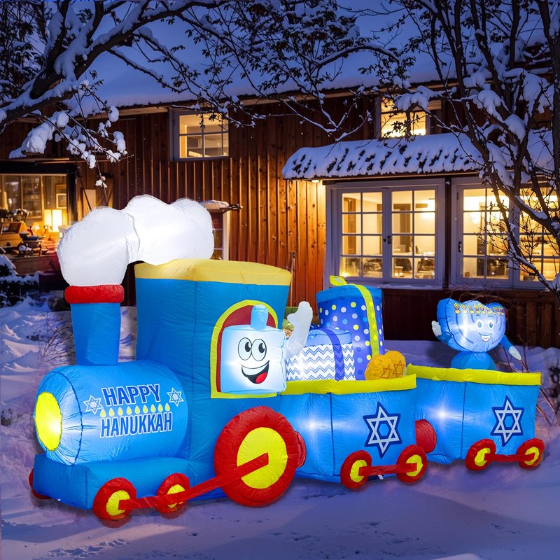 Nervure 10FT Hanukkah Train and Menorah Inflatables - Hanukkah Inflatable