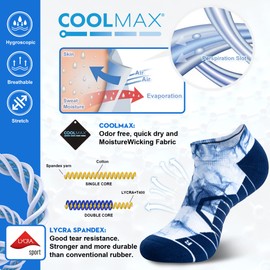 Hylaea Low Cut Socks for Running Sports Athletic Walking Golf Tie-dyed Pattern No Show Compression Blue Green Small