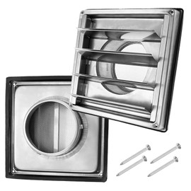 Yetaha 4 Inch Upgrade Dryer Vent Cover, Stainless Steel Dryer Vent with 4 Screws Rubber Gaskets, Exterior Wall Vent Cover, Outdoor Louvered Vent Cover for House