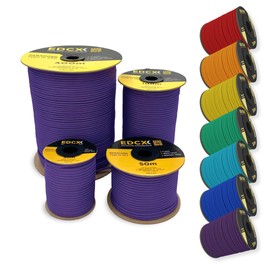 EdcX 4mm Nylon Paracord 550 100m (330 feet) - Type III, 100% Nylon Rope, 7 Strand Rope, 4mm Nylon Rope in Solid Colors (Purple, 100 m)