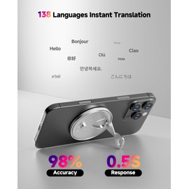 Eelexa 3-in-1 AI Translator Recorder, Instant 138 Languages Translator with Magnetic Phone Stand, Real-Time Video/Voice Call Translation, 30-Day Standby for Travel, Business & Learning