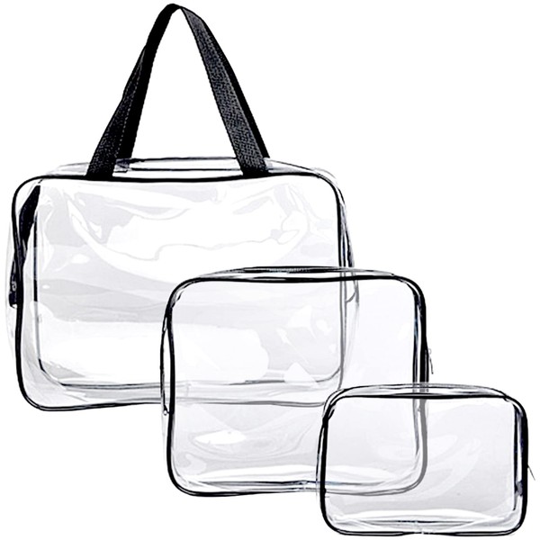 3 Pcs Clear Toiletry Bag Waterproof Toiletry Bag PVC Travel Suitcase Makeup Cosmetic Transparent Bag for Business Travel Storage Bathing Makeup Toiletry, transparent