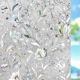 Kromapolis Window Film, Window Privacy Film, Window Vinyl Glass Covering, Stained Glass Decorative Film, Window Film Privacy Frosted, Static Window Clings, Non-Adhesive, No-Glue (11.8 x 78.7 inch)