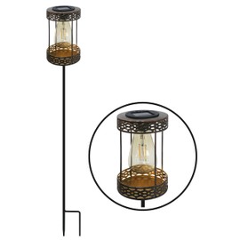 REV Bronze Solar Lamp for Outdoor Use - Solar Light with Ground Spike in Retro Look - Solar Lantern Perfect for Garden, Patio & Balcony - IP44 Splash Proof - 83.5 cm Height