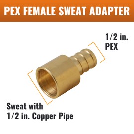 SUNGATOR 12 Pack Pex Sweat Adapter, Pex 1/2" x 1/2" Female Sweat Copper Adapter (Over Copper Tube), ASTM F1807