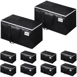 EpicTotes Extra Large Moving Boxes-Moving Bags with Zipper, Carrying Handles and Tag Pocket-Moving Supplies for Space Saving-Totes for Storage - for Moving, Storage, Camping and Travel 93L-10 Pack