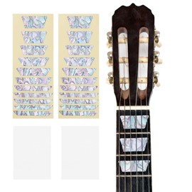 sourcing map Guitar Fretboard Stickers Inlay Stickers Decals for Guitars and Trapezoid Inlay Sticker Guitar Decals for Music Guitar, Bass, Acoustic Guitar Colorful Shell Pattern 2Pcs