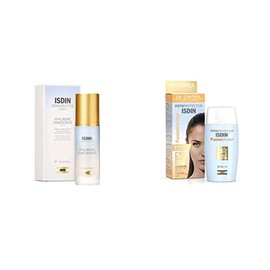 ISDIN Isdinceutics hyaluronic concentrate, serum facial ligero y ultrahidratante, con acido hialuronico - 30ml + Fotoprotector Fusion Water SPF 50, Protector Solar