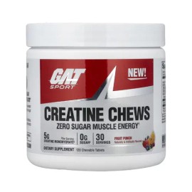 Creatina Masticable Gat Sport Chews Cero Azucar Sabor Ponche De Frutas 120 Tabletas