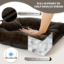 HARBOREST Chair Cushions for Dining Chairs Set of 6 - Chenille Tufted Kitchen Chair Cushions with Ties and Non-Slip Bottom, Memory Foam Chair Pads for Dining Chairs, 17" x 17", Chocolate