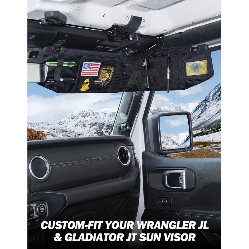 JOYTUTUS Sun Visor Organizer Compatible with 2018-2025 Wrangler JL &