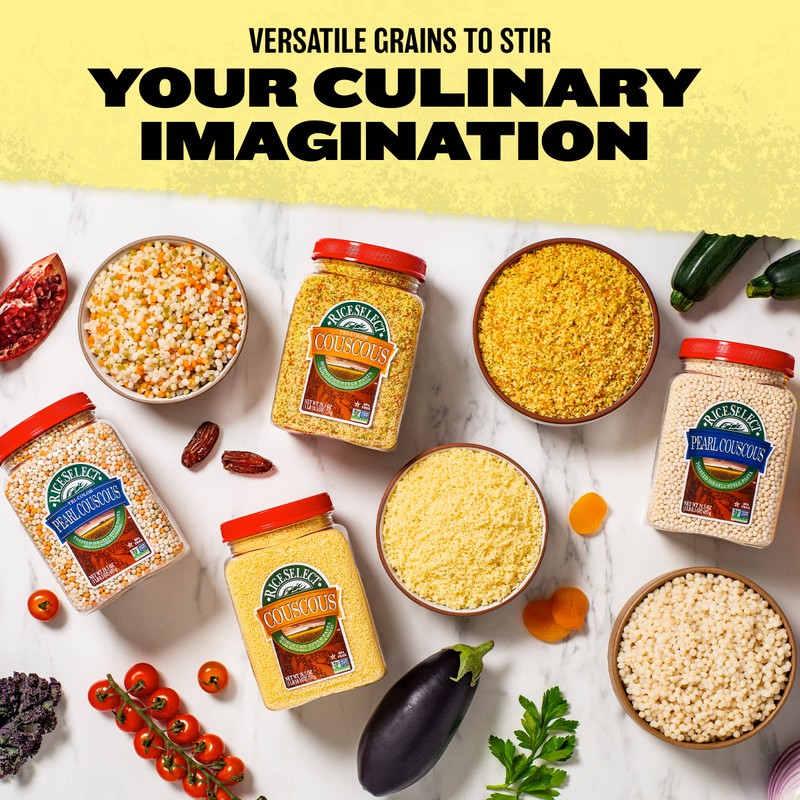 RiceSelect Pearl Couscous, Israeli-Style Wheat Couscous Pasta, Non-GMO, 24.5-Ounce Jar,