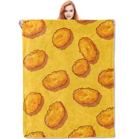 VANZEV Chicken Nugget Throw Blanket Gifts for Food Lover Women, Yellow Chicken Nugget Blankets for Living Room Home Decor, Cozy Flannel Chicken Nugget Plush Throws 50"x60"