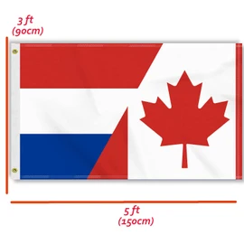 3×5 FT Canada Netherland Flag, Large 100D Canadian Holland Friendship National Outdoor Banner,Dutch Doube Side Printing Decor for Patio Garden with Brass Gromment
