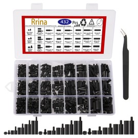 Rrina 432Pcs M2.5 M3 M4 Male Female Nylon Hex Standoff Screw Nut Threaded Pillar PCB Motherboard Assortment Kit