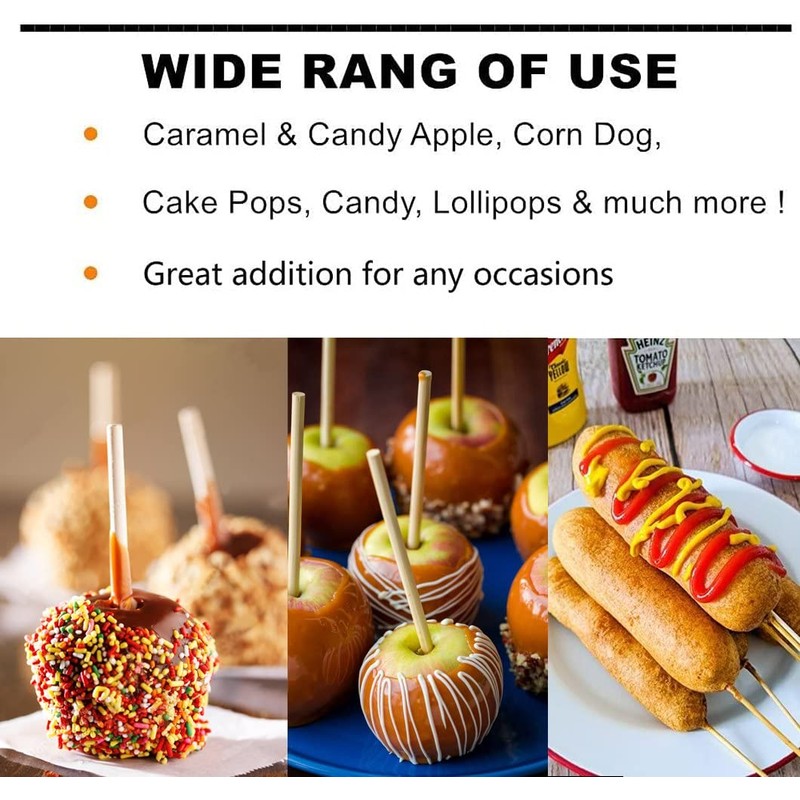 150 pcs Thick Candy Apple Sticks,Caramel Apple Sticks,5.5 Inch Long,