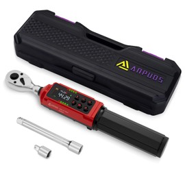 ANPUDS 3/8-inch Drive Digital Torque Wrench, 0.66-44.3Ft.lbs/0.9-60Nm, Electronic Torque Wrench, Inch Pound Torque Wrench Set with ±1% Accuracy, Vibration, Buzzer and LED Notification for Bicycle
