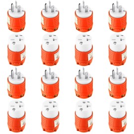 Tellegloww 8 Set Extension Cord Ends Electrical Replacement Plug & Connector Compatible with NEMA 6-20P & 6-20R 20Amp 250 Volt 2 Pole 3 Wire Grounding Industrial Grade, Heavy Duty, ETL Listed (Orange)