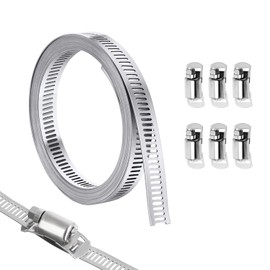 SODOI Motorcycle Parts, Length 1.0 ft (2.5 m), 0.5 inches (12.7 mm), Hose Band, 304 Stainless Steel, Free-Cut Clamp Band, Length Adjustment, Exhaust Duct, Universal Use, Heat Resistant, Fixed,