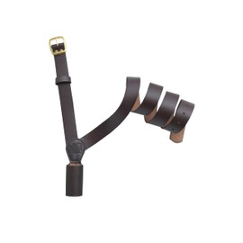 Brown Leather Flag Carrier Pole Holder Cross Belt, Right Shoulder Flag Carrying Belt for Adults Genuine Leather Shoulder Strap with Brass Buckle for Military, Honour Guards & Ceremonial Use