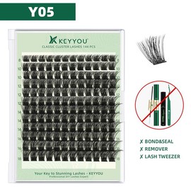 KEYYOU DIY Cluster Lashes Kit Volume Waterproof Long-Lasting Lash Extension Kit D Curl 8-18MIX Eyelash Extensions Cosmetic Makeup dealsforyoudays  back to school:_Only One Tray of Y05 Lashes