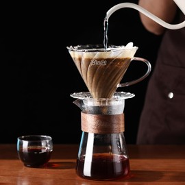 Bincoo Pour Over Coffee Maker Set, V-shape 60° Cone Drip Coffee Maker, Included Borosilicate Glass Coffee Carafe & Coffee Dripper & 50 Pcs Size 02 Paper Filter, 16oz(500ml) (Clear Set)