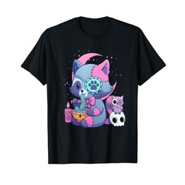 Soft Grunge Aesthetic Kawaii Creepy Raccoon Eating Ramen T-Shirt