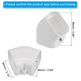 PATIKIL 3" PVC Decorative Line Cover, 2 Pack 45°Elbow Tubing Parts Accessories for Air Conditioner Central AC Heat Pump, White