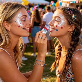 Barra de purpurina para el cuerpo 15 g Barra de lentejuelas de maquillaje Purpurina Impermeable 25.º Cabello Y Rostro Para Conciertos Carnaval Festivales 4 De Julio Día D