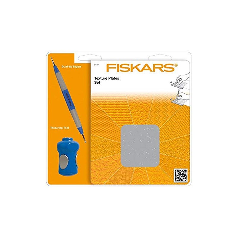 Fiskars Prägeplatten Starter-Set, Mit 6 doppelseitigen Platten und Prägestift, 1003731