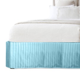 Elegant Comfort - Falda de Cama de 1 Pieza a Rayas, Calidad egipcia de 1500 Hilos, diseño Elegante, Plisada para un Aspecto Limpio, fácil Cuidado, Resistente a Las Arrugas y a Las Manchas, Rayas,