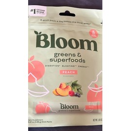 Bloom Greens & Superfoods Dietary Supplement (Lot Of 5) Total 25sticks Peach***