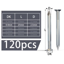 Pack of 120 Nails 25 mm Steel Nails Concrete for Pictures Nail Small Nails Wall for Concrete Walls Concrete Nails Picture Hanging Wooden Nails Wall Nails for Pictures