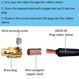 EATBALE DKJ35-50 & DKZ35-50 200Amp-300Amp Connector-Plug Replacement Parts for TIG Welding Cable Panel Connector Socket Quick Fitting for DINSE-Style Universal Plug Socket Accessories Kit