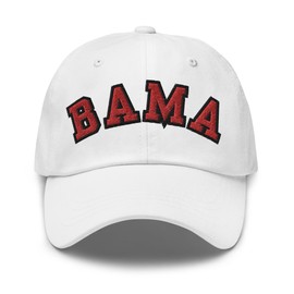 RIVEMUG NG Bama Embroidered Curved Bill Cap Relaxed Fit Low Crown Adjustable Alabama AL State Dad Hat White