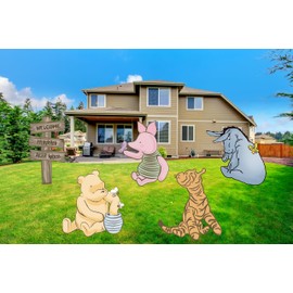 Classic Pooh Yard Signs 5 PCS For Outdoor Ground Lawn Decoration Baby Shower Decoration Oh Baby Birthday Supplies