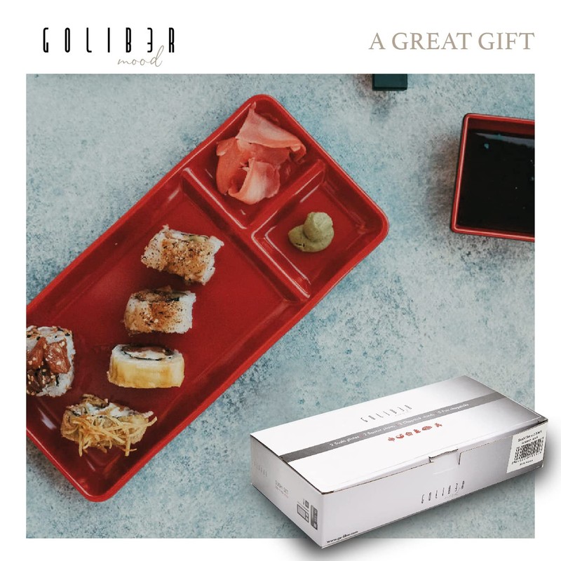 GOLIBER 8 Piece Japanese Style Sushi Plate Dinnerware Set -