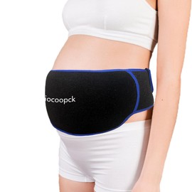 Detachable Gel Ice Packs for C-Section Recovery, Adjustable Belly Cold Pack with Machine Washable Cover, Postpartum Essentials with Cold Compress, Swelling Soothing and Incision Protection, Black