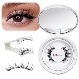 Pestañas Magnéticas Pestañas Postizas de Aspecto Natural con Aplicador Sin Pegamento Kit de Pestanas Falsas Magnéticas Pestanas Banda Transparente Wispy Reutilizables sin Eyeliner (L04)