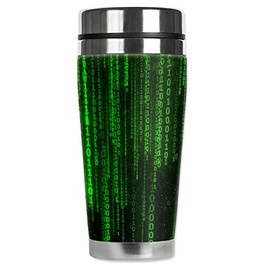 Mugzie 20 Ounce"MAX" Stainless Steel Travel Mug with Wetsuit Cover - Matrix Style Coding