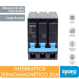 iGOTO IN3001 Interruptor Termomagnetico, 3 Polos, 15A