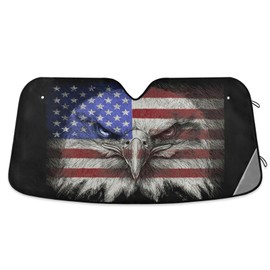 American Flag Bald Eagle Car Windshield Sun Shade USA Patriotic Sunshade Blocks UV Rays Protector Keep Your Vehicle Cool Sun Shield Visor Cover Foldable for Car Truck SUV M