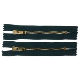 2 Reißverschlüsse Metall für Jeans 10 cm schwarz altmessing