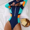 Women's Long Sleeve Rash Guard Bathing Suit Zip up One