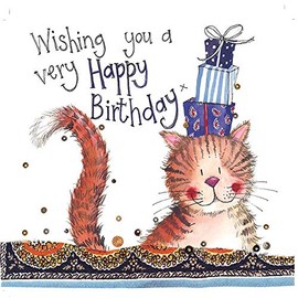 ALEX CLARK Happy Birthday Cat Presents Card