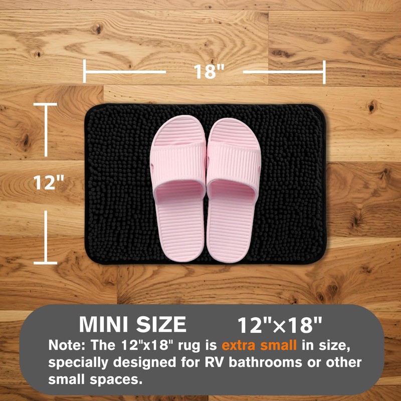 PureSwan Small Bathroom Rug 12"x18" – Washable and Absorbent Bath