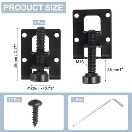 sourcing map 4Pack Adjustable Furniture Leveling Feet, 2.17" Heavy Duty Furniture Levelers Metal Mounting Brackets for Workbench Cabinet Wardrobe, Black